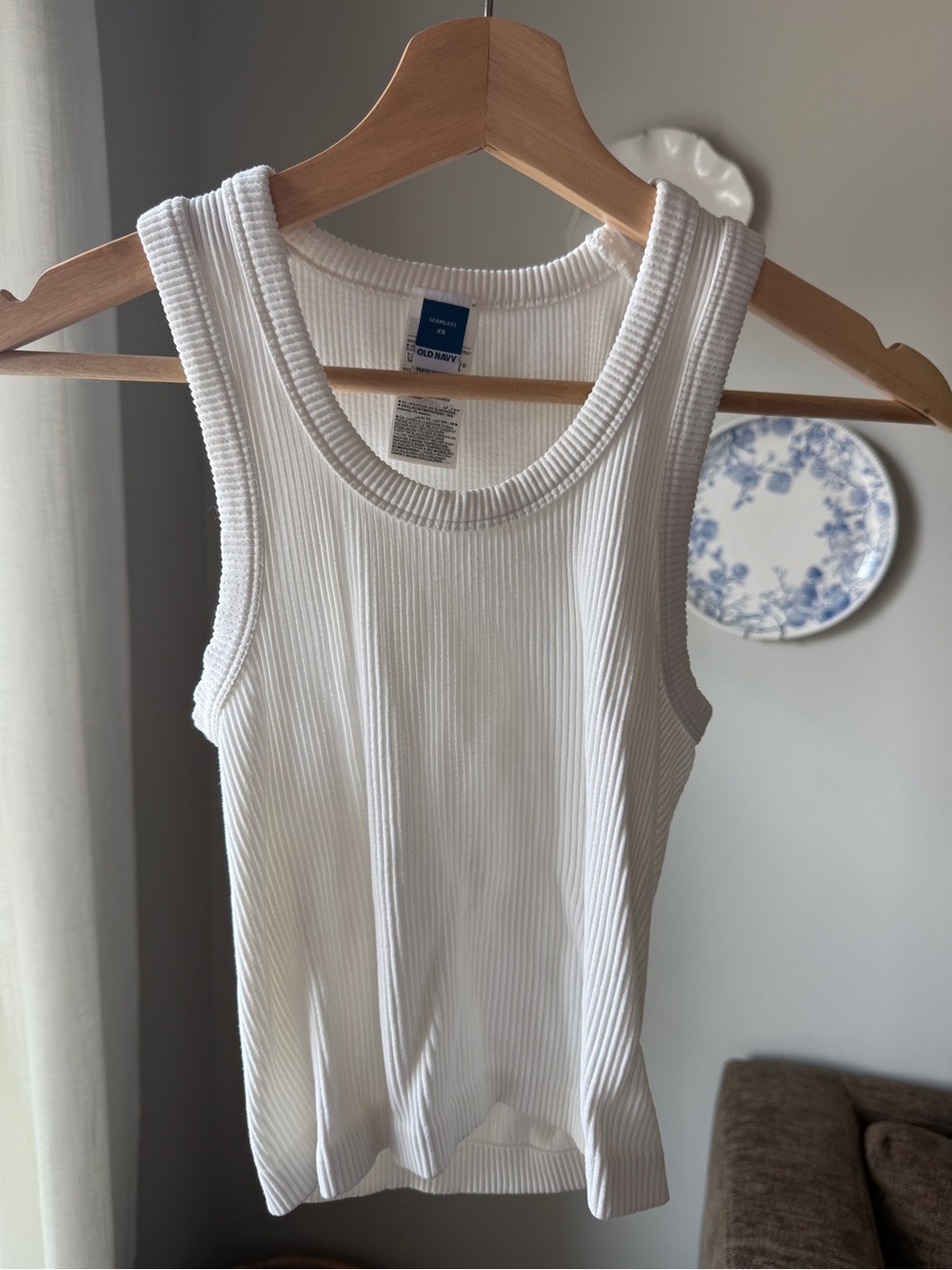 Old Navy White Ribbed Tank Top